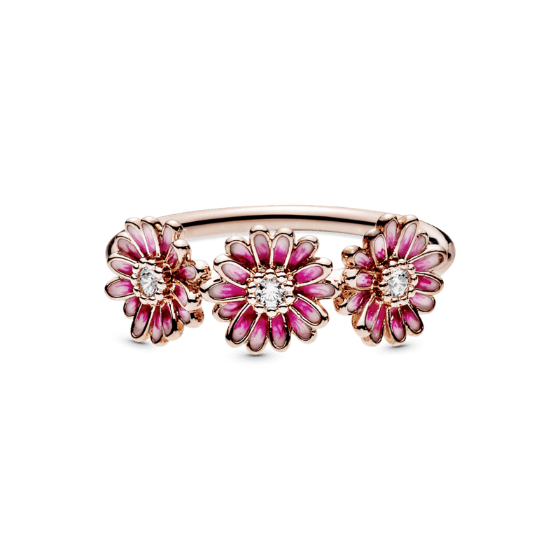 Anel Rose Trio De Margaridas Pink - Wayne  Joias