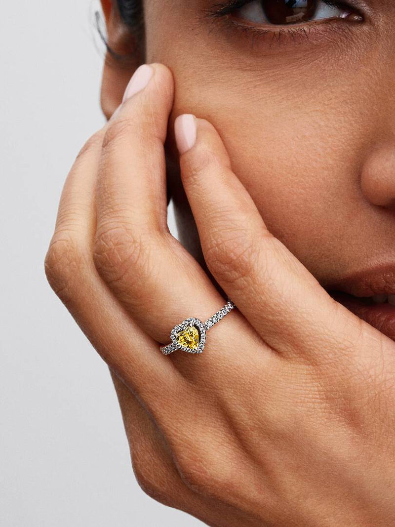 Anel Coração Cintilante Amarelo