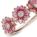 Anel Rose Trio De Margaridas Pink - Wayne  Joias