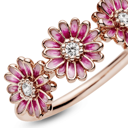 Anel Rose Trio De Margaridas Pink - Wayne  Joias