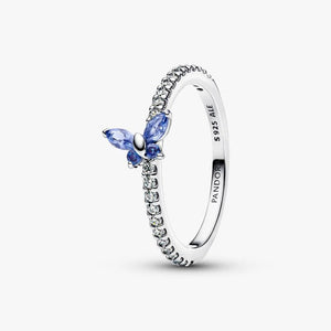 Anel de Borboleta Cintilante Azul