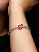 Charm Coração de Natal Vermelho Metálico