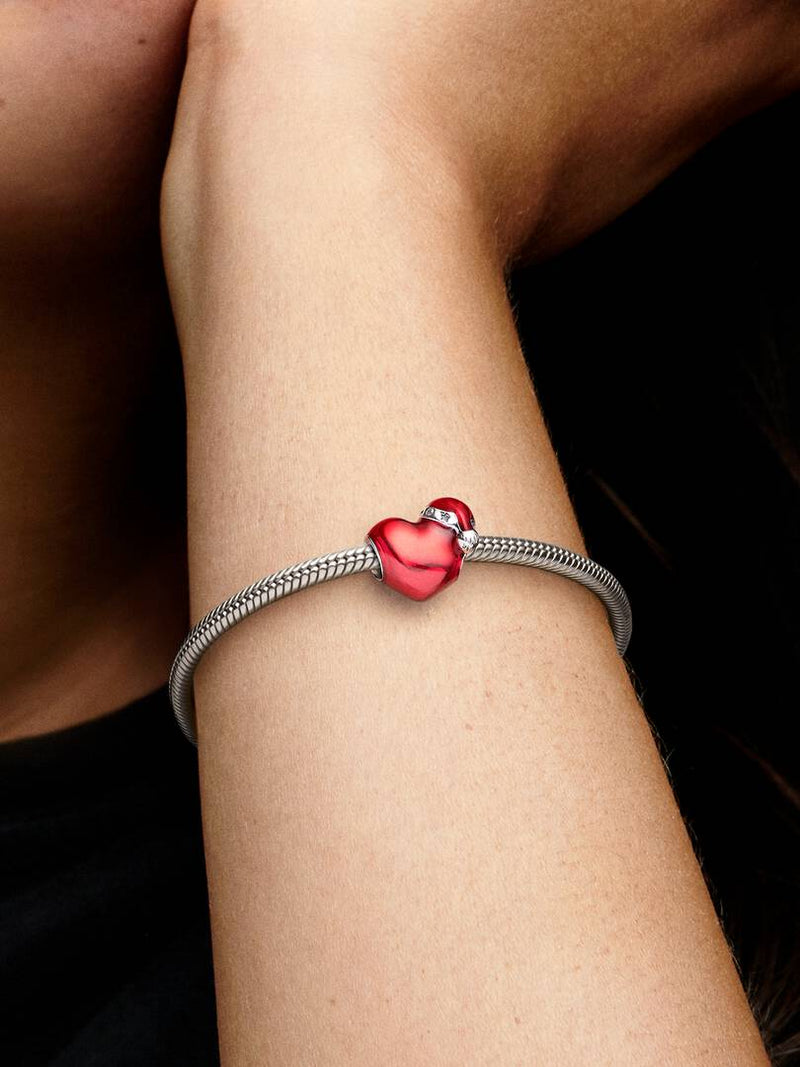 Charm Coração de Natal Vermelho Metálico
