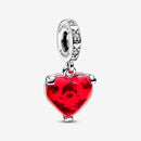 Charm Mickey e Minnie Mouse Beijo em Vidro Murano Vermelho