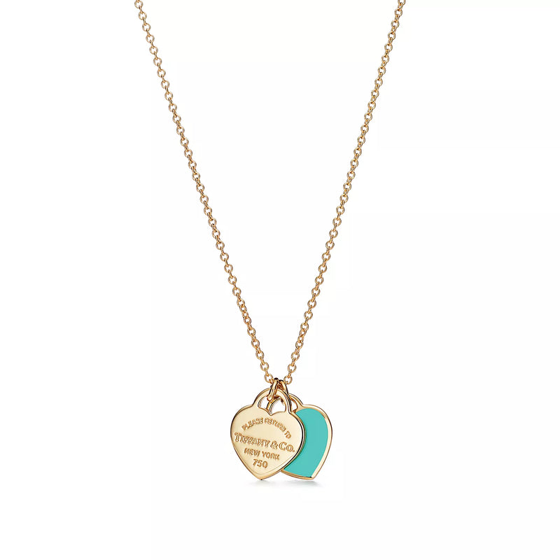 Colar Coração Duplo com Dourado