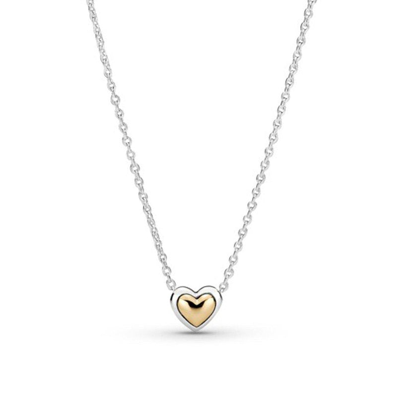 Colar de Coração Dourado em Domo