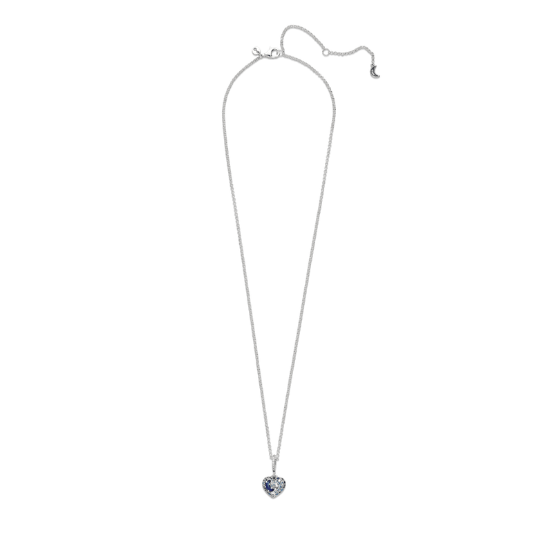 Colar De Coração, Lua E Estrelas Em Azul- Brilhante - aphrodite