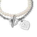 Pulseira Contas, Perolas e Coração Brilhante