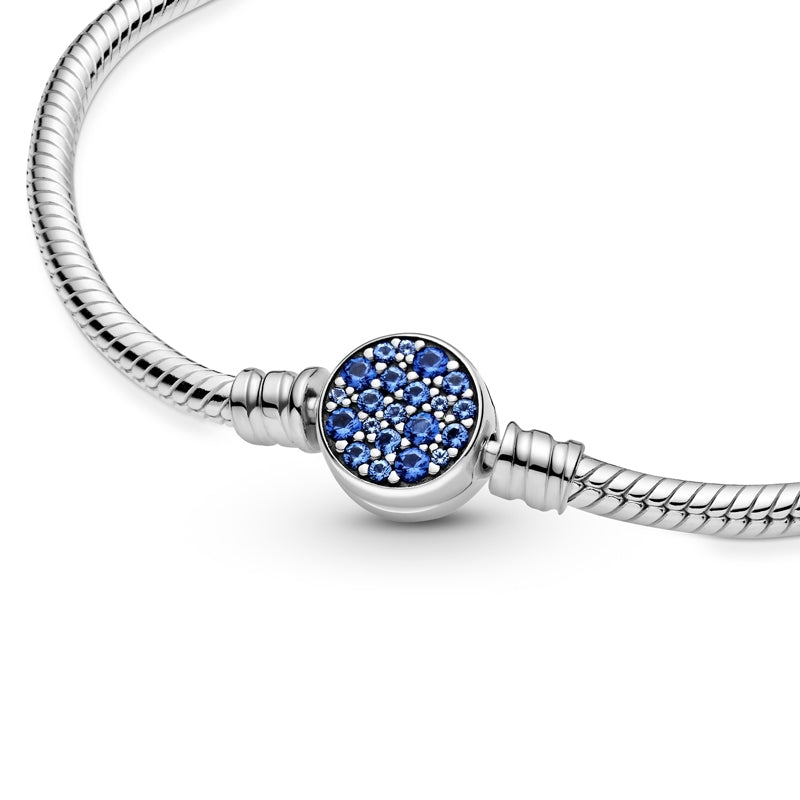 Pulseira de Corrente com Fecho de Disco Azul Brilhante