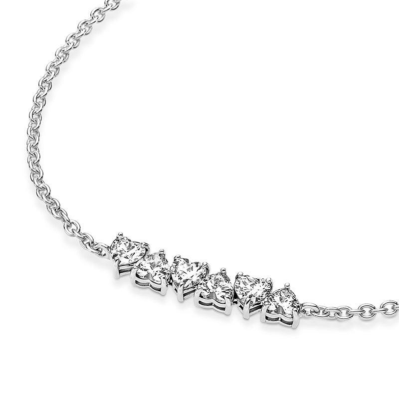 Pulseira de Corrente de Corações Infinitos Cintilantes