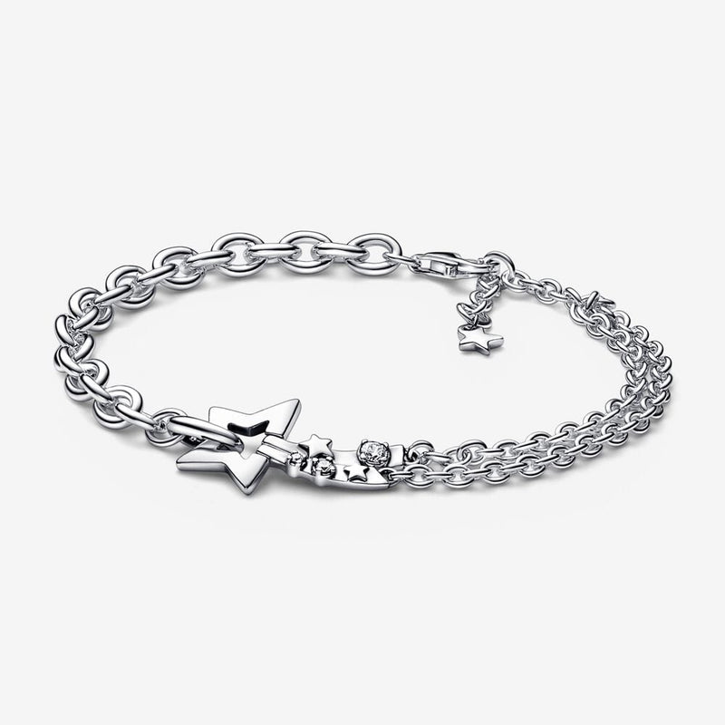 Pulseira de Corrente Dupla Estrela Cadente