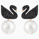 Brincos Cisne e Perolas Penduradas - Aphrodite Joias