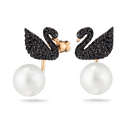 Brincos Cisne e Perolas Penduradas - Aphrodite Joias