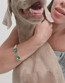 Pulseira Aberta com Cristais Verdes