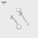 Brincos Assimétricos de Nácar Branco e Pérola