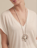 Colar Longo Argola Dupla e Perola