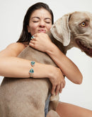 Pulseira Aberta com Cristais Verdes - Aphrodite Joias