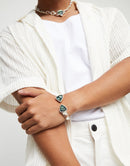 Pulseira Aberta com Cristais Verdes - Aphrodite Joias