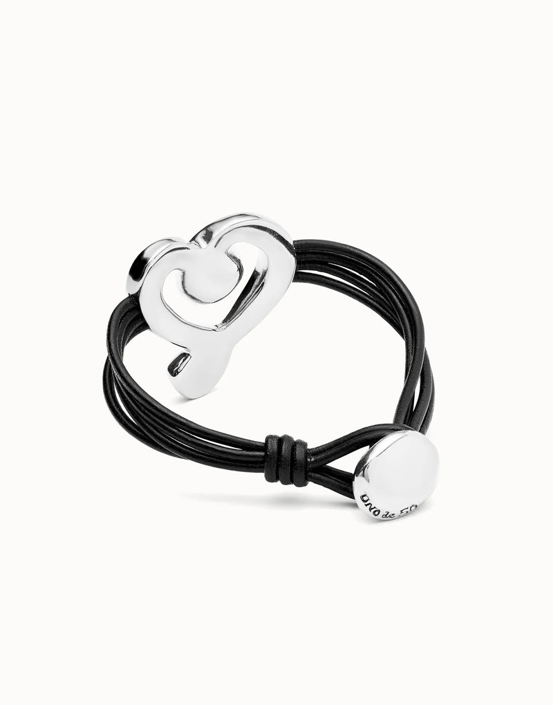 Pulseira de Couro e Coração - Aphrodite Joias
