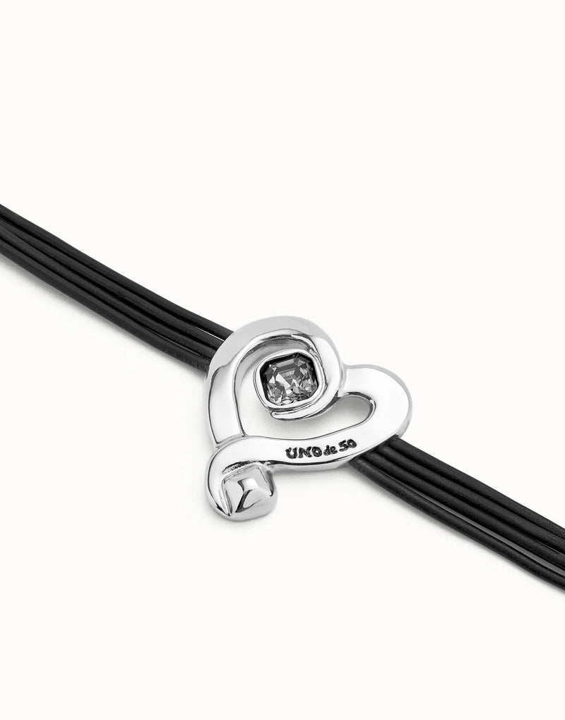 Pulseira de Couro e Coração - Aphrodite Joias