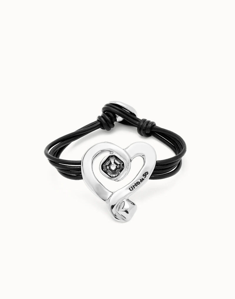 Pulseira de Couro e Coração - Aphrodite Joias